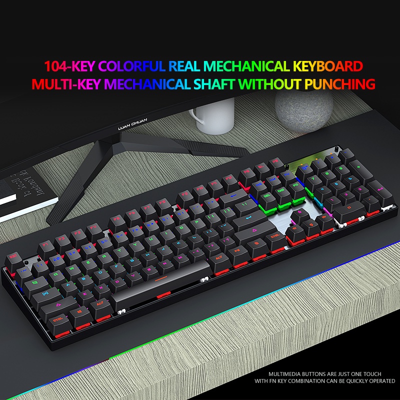 K660 mechanical keyboard wired RGB backlight key cap 104 key game ...