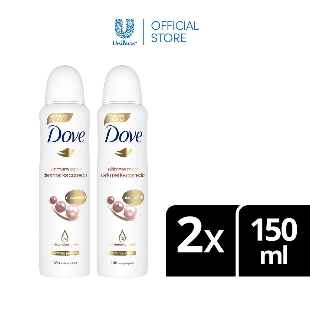 Dove Ultimate Repair Deodorant Spray Soothing Jasmine 150ml x2 Shopee
