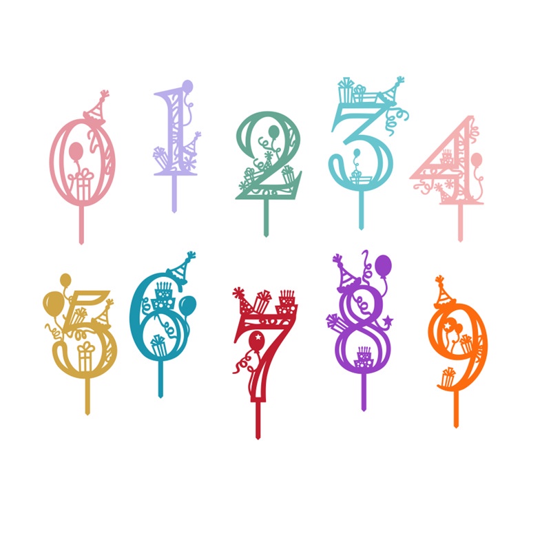 Acrylic Number Cake Topper DIY Cupcake Toppers with 0-9 Numbers for ...