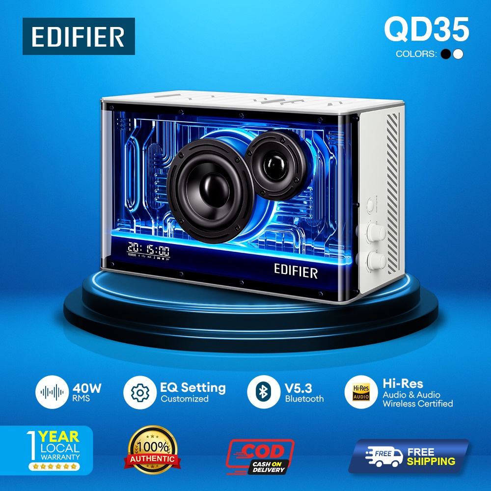 Edifier QD35 Tabletop Bluetooth Speaker 35W GaN charger AUX In USB A Gallium Nitride
