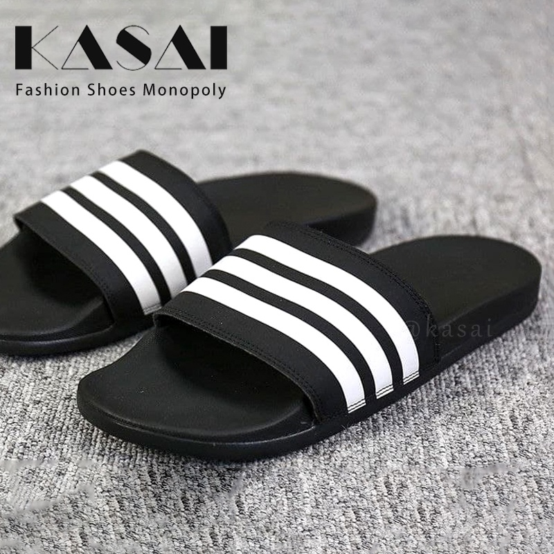 Adidas slippers sponge foam slides black white Men women slippers #2098 ...