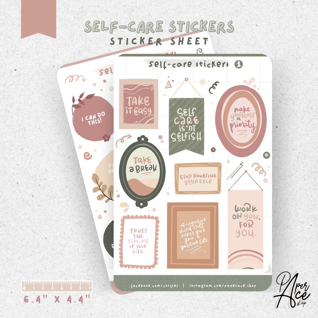 Mental Health, Self Care Stickers | TS019 | Journaling stickers ...