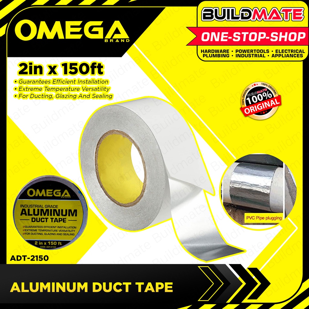 BUILDMATE Omega INDUSTRIAL GRADE Aluminum Duct Tape 150ft 2" Inch 3