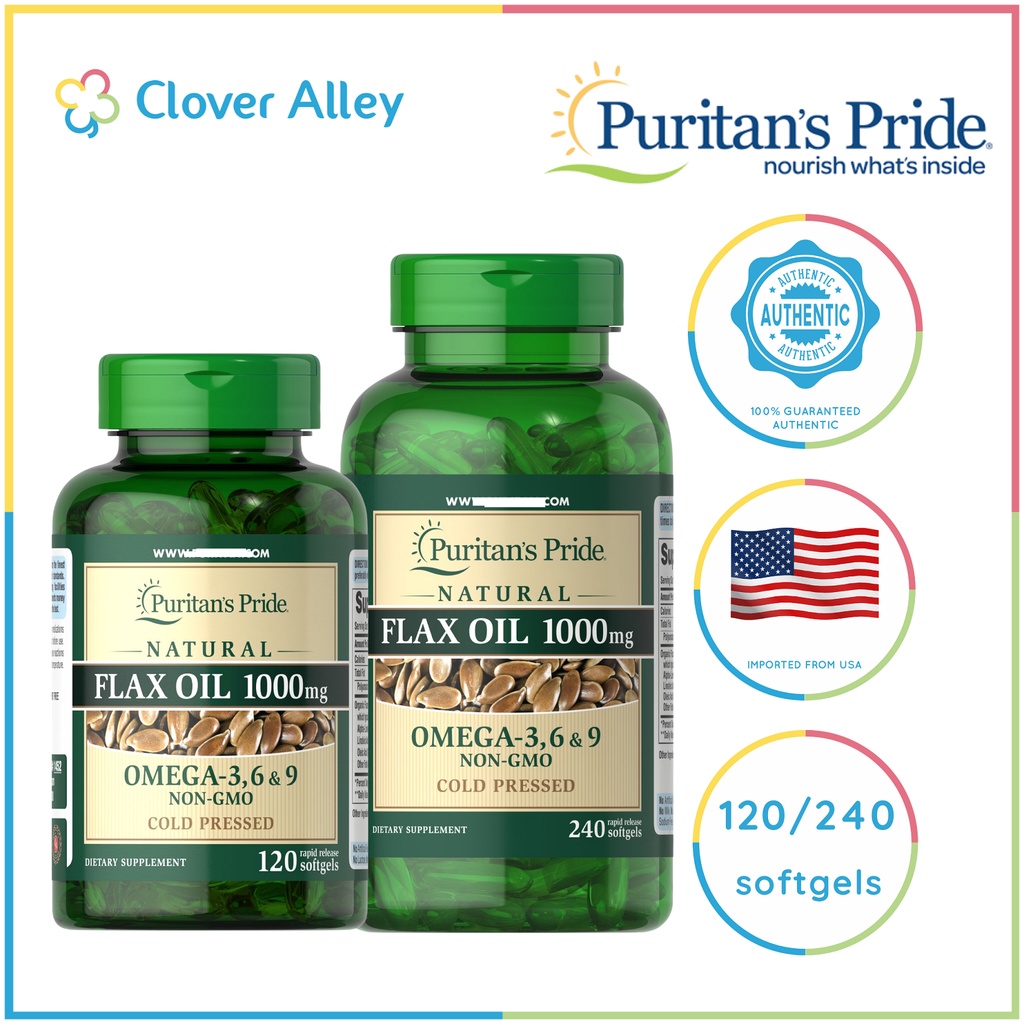 Puritan's Pride Natural Flax Oil 1000mg 120/240pcs (05/2026 Expiry