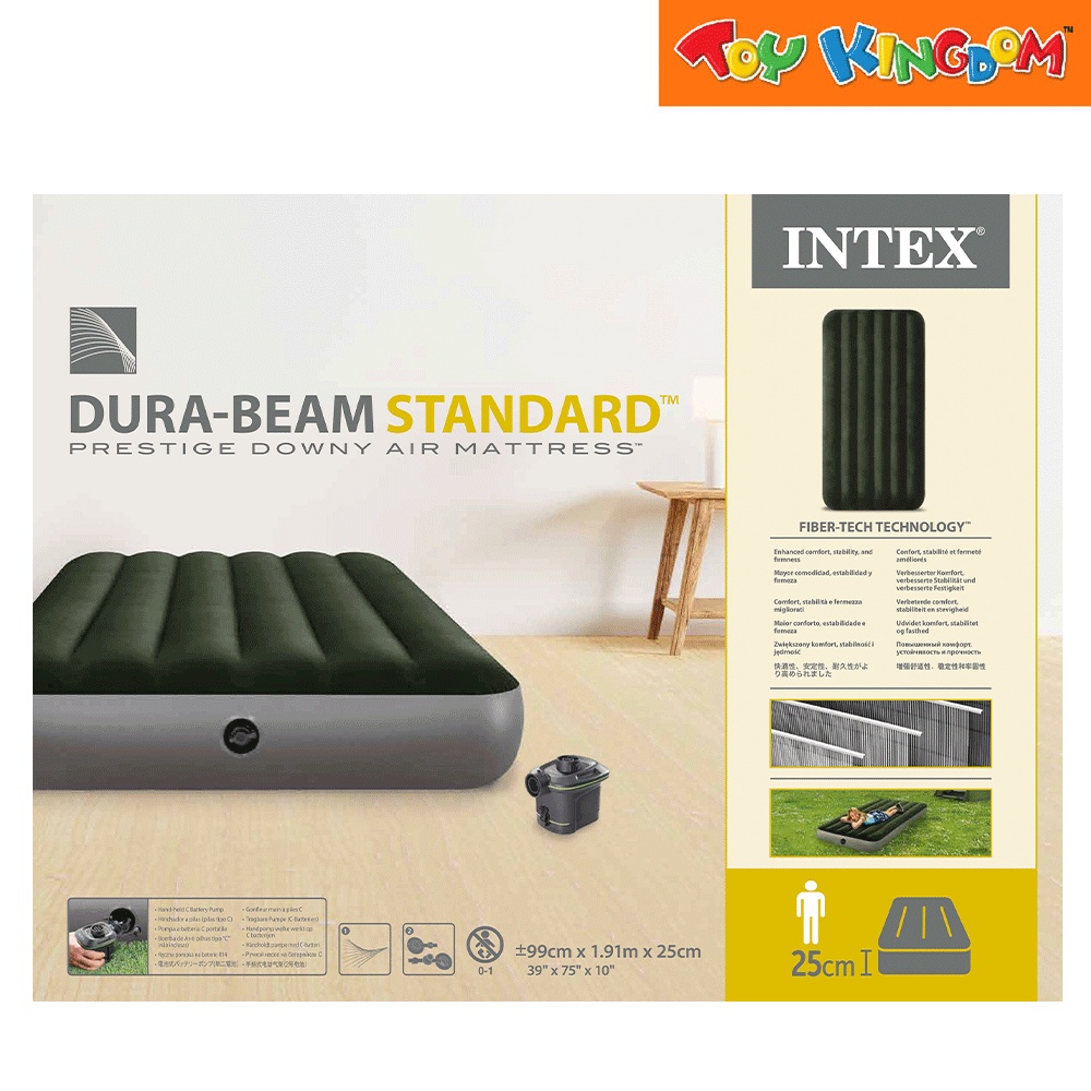 Intex Twin DuraBeam Prestige Downy Standard Air Mattress with Battery