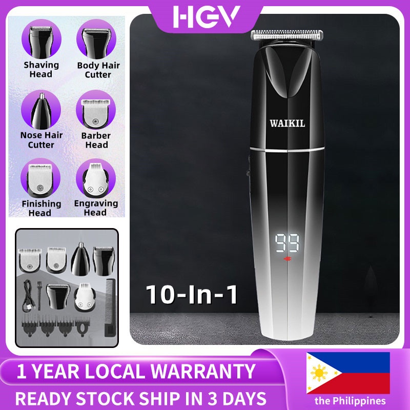 HGV【COD】10-In-1 Multifunction Hair Clipper USB Rechargeable Electric ...