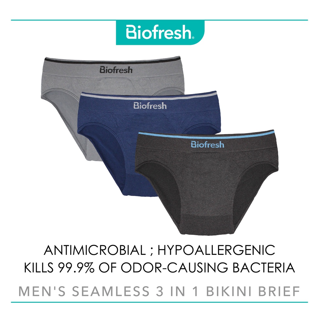 Biofresh Men's Antimicrobial Seamless Bikini Brief 3 pieces in a pack ...