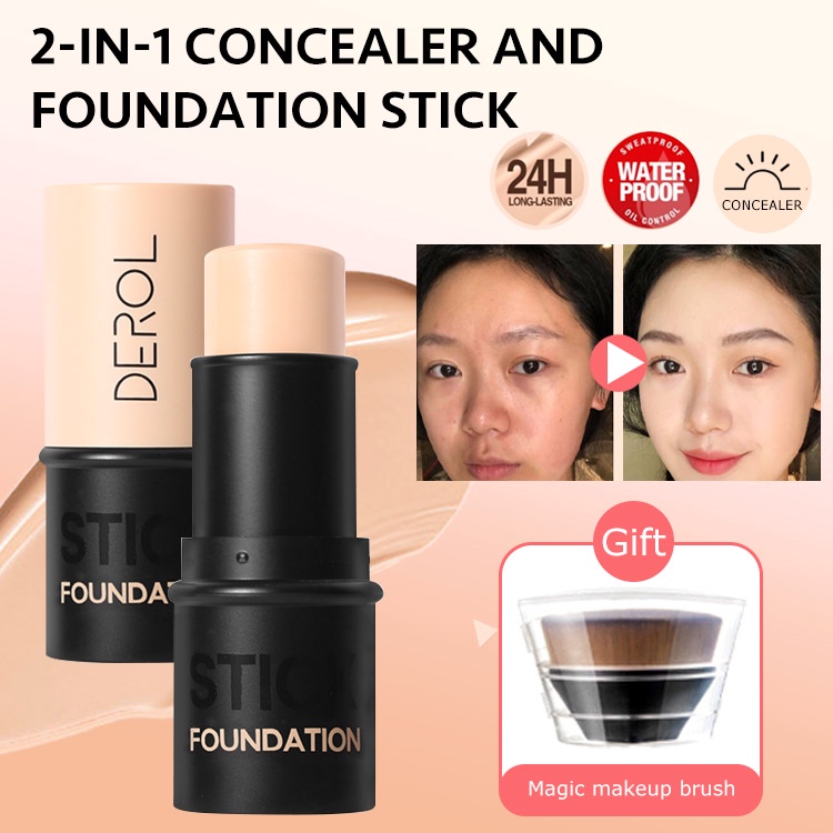 Derol 2 in 1 Foundation And Concealer Stick Full Coverage Contour Face