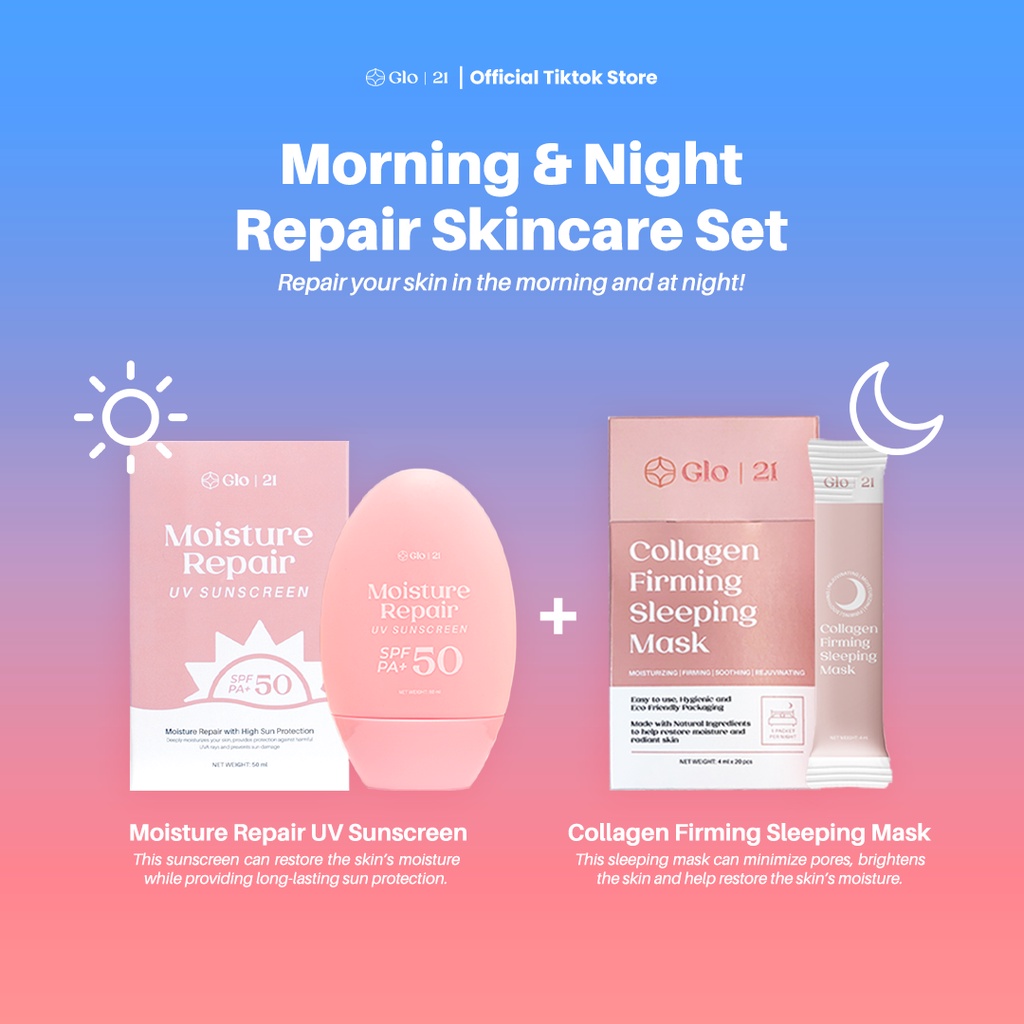 GLO21 Collagen Firming Sleeping Mask + GLO21 Moisture Repair UV