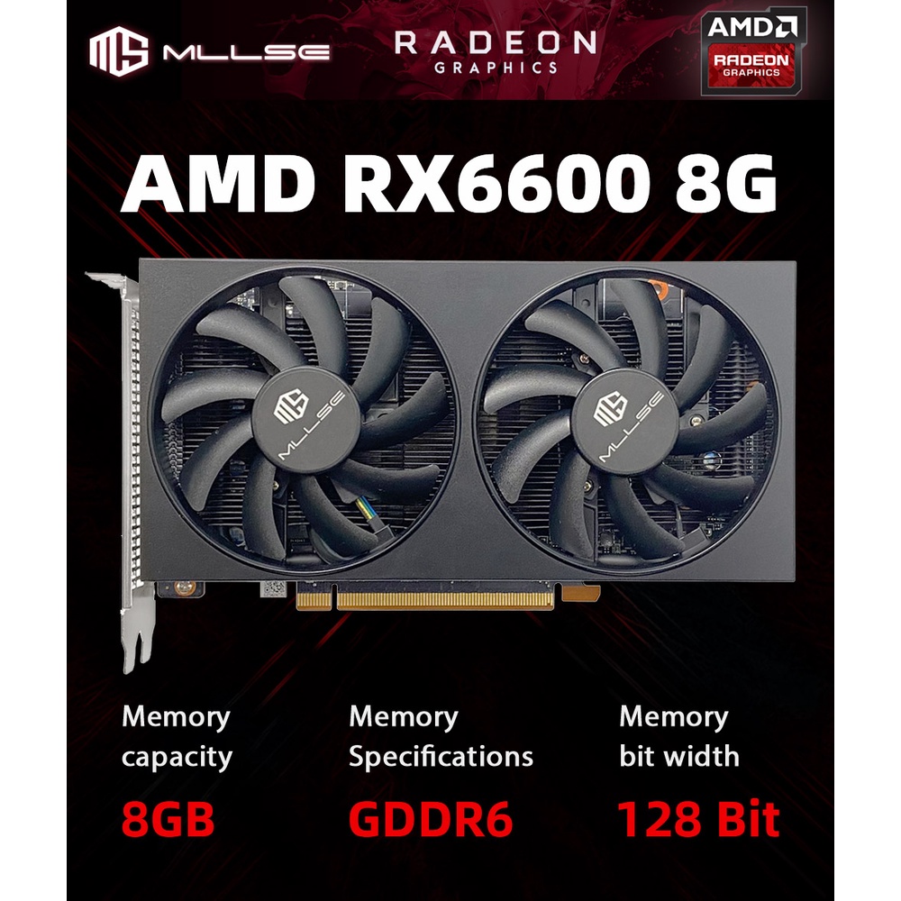 MLLSE AMD RX 6600 8GB Gaming Graphics Card GDDR6 128Bit 7nm Radeon ...