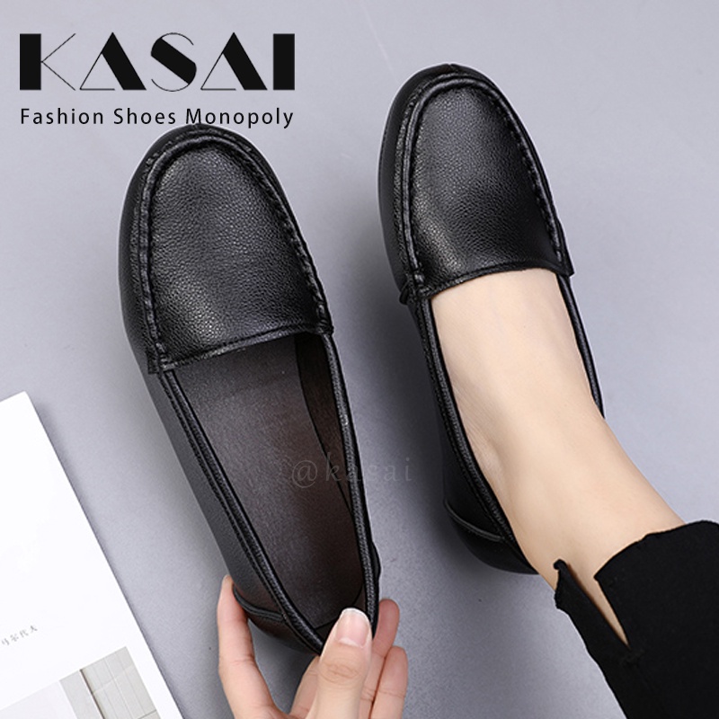 Genuine Leather BLACK SCHOOL SHOES/OFFICE SHOES For Women/Flat Casual Shoes/Topsiders/Loafers/Boat  Shoes Marikina Made/Loafer Shoes For Women Leather |  