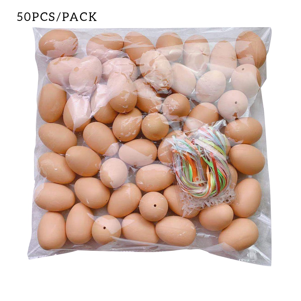 50Pcs Easter Eggs Plastic Fake Eggshell Simulation DIY Graffiti Egg Toy