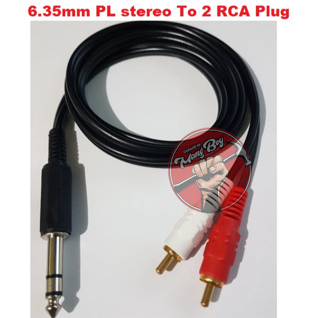 6.35mm PL Stereo Plug To 2 RCA Plug Audio Cables Electronics | Shopee ...