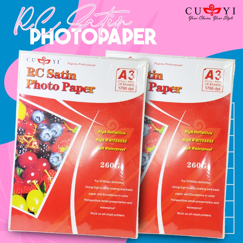 CUYI & QUAFF Inkjet Photo Paper RC Satin | RC Glossy 260gsm & Tree Type ...