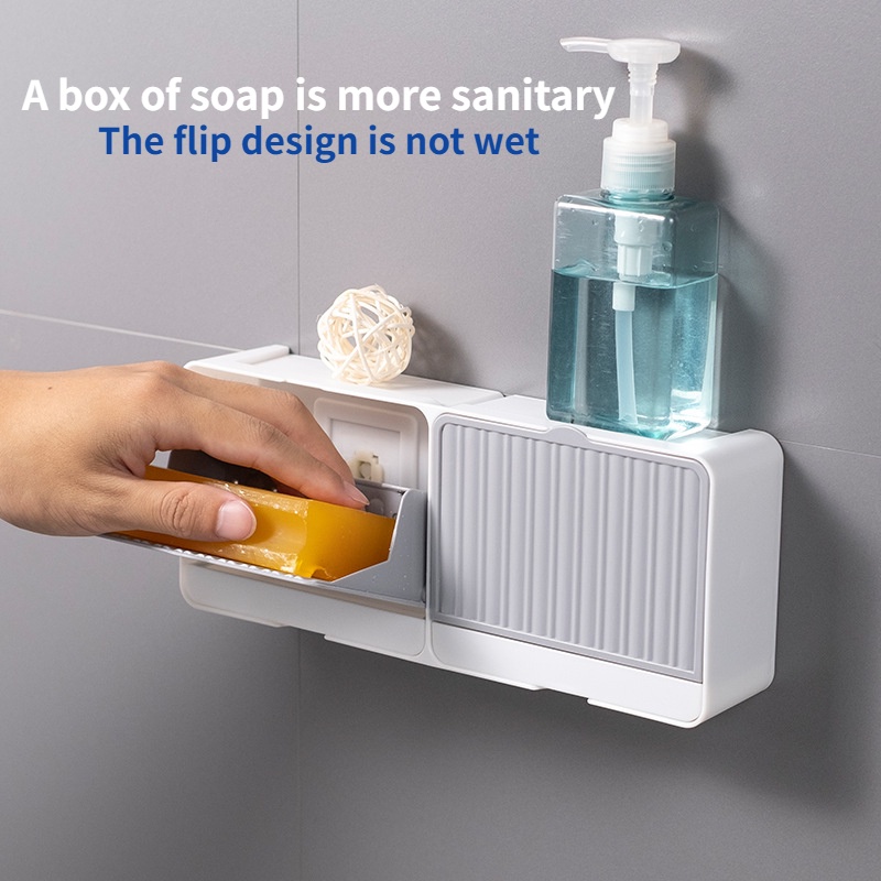 Wall Mounted Soap Box Soap Draining Rack Bathroom Soap Holder | Shopee ...