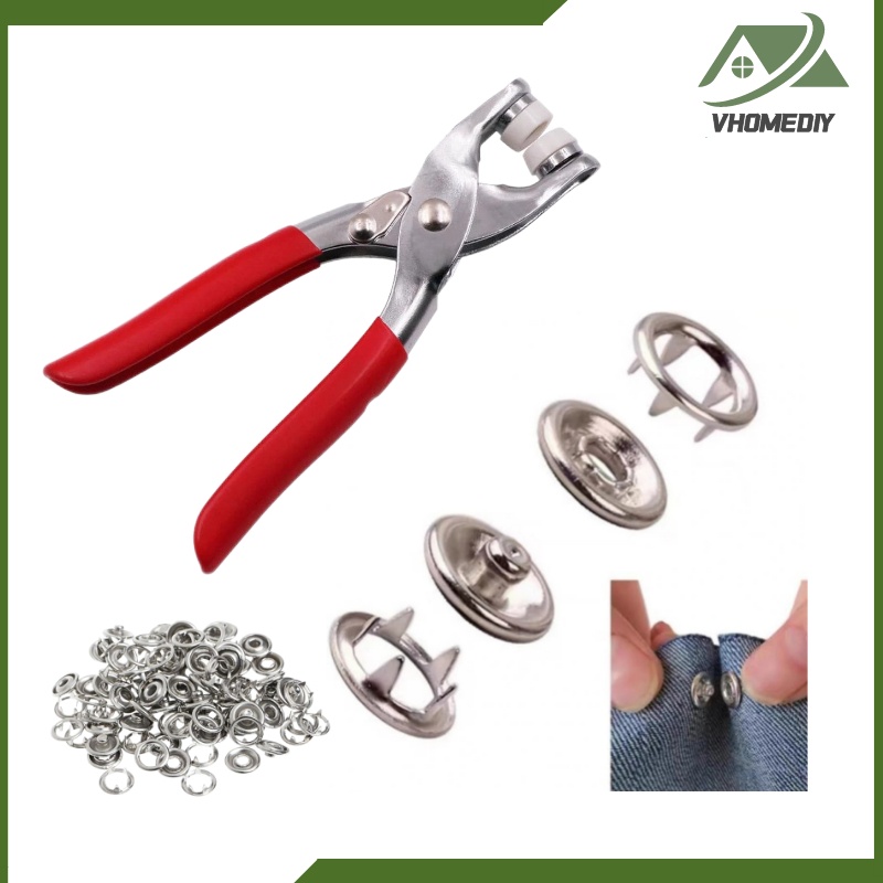 Snap Button Pliers Set Metal Snap Button With Fastener Pliers Automatic Eyelet Puncher Set 