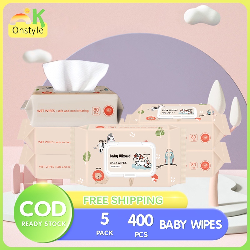 Premium Super Thick Baby Organic wet wipes for 400pcs alcohol free wet