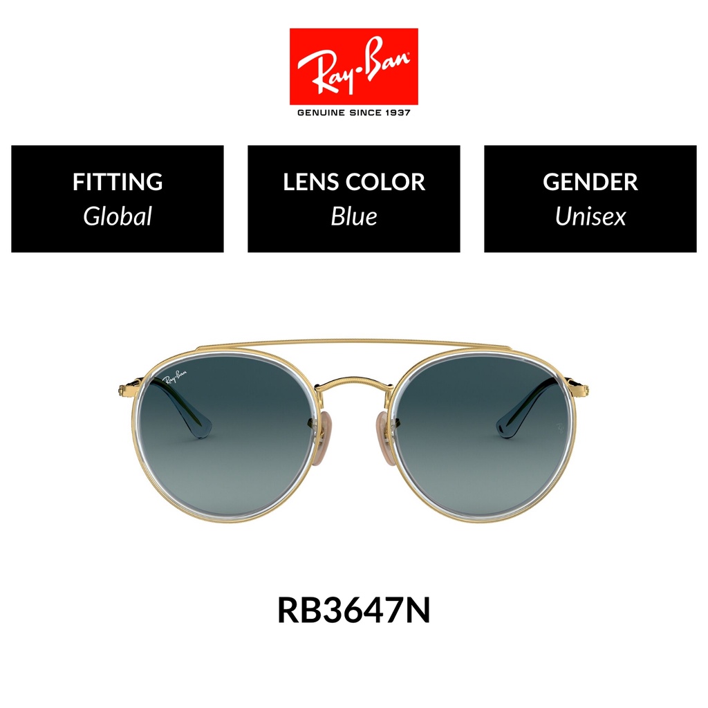 Ray-Ban Round Double Bridge - RB3647N 91233M - Sunglasses | Shopee ...