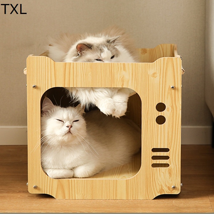 TXL Wooden Cat Kennel Building Block Combination Cat Climbing House