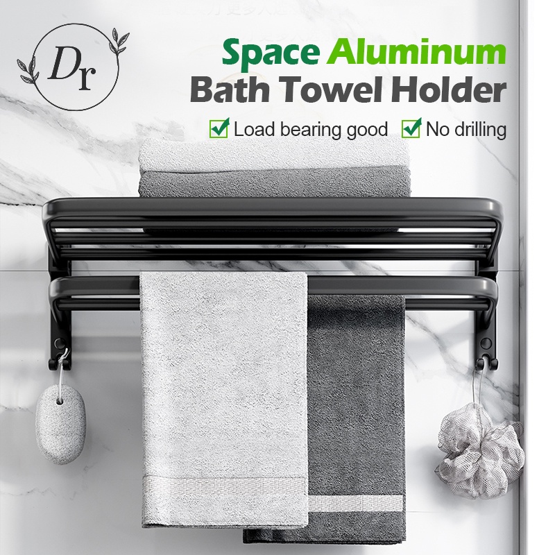 【DR】 Bathroom Rack Aluminum Kitchen Wall Dinding Rack Shelf Corner ...