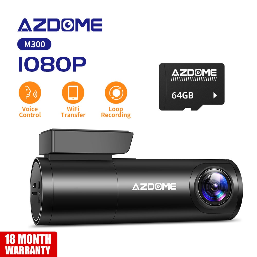 AZDOME M300 Car Dash Cam 1296P With Built-in WiFi English Voice Control ...