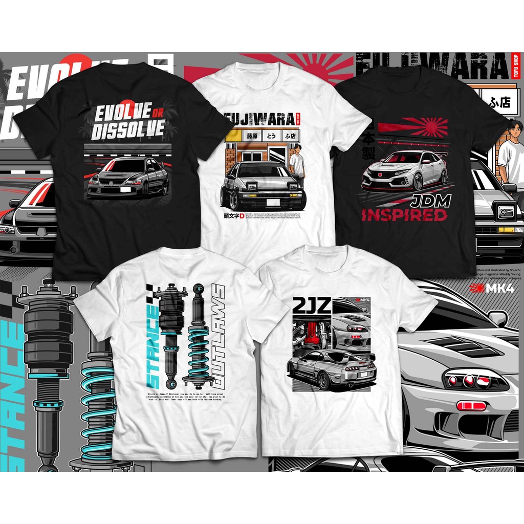 Men s Graphic T Shirt Premium JDM Anime Initial D Honda Evo Top