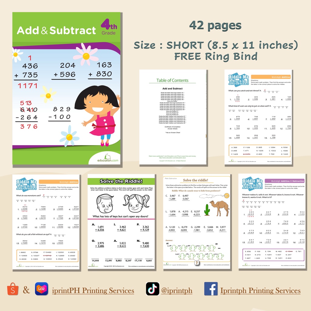 GRADE 4 MATH (Worksheets / Workbooks) | Shopee Philippines
