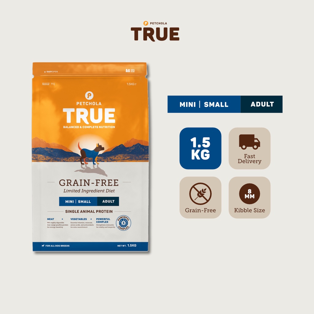 Petchola True GrainFree Dry Dog Food (Mini to Small Adult Dogs, 1.5kg