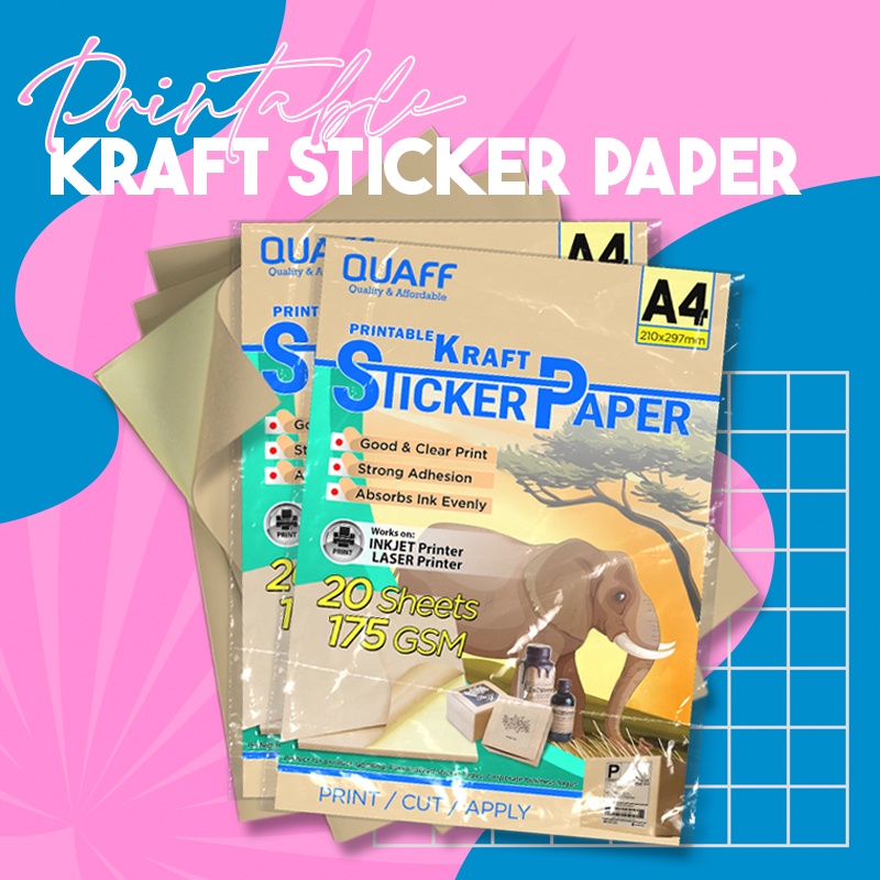 Kraft Printable Sticker Paper A4 Size 175gsm - 20 sheets per pack ...