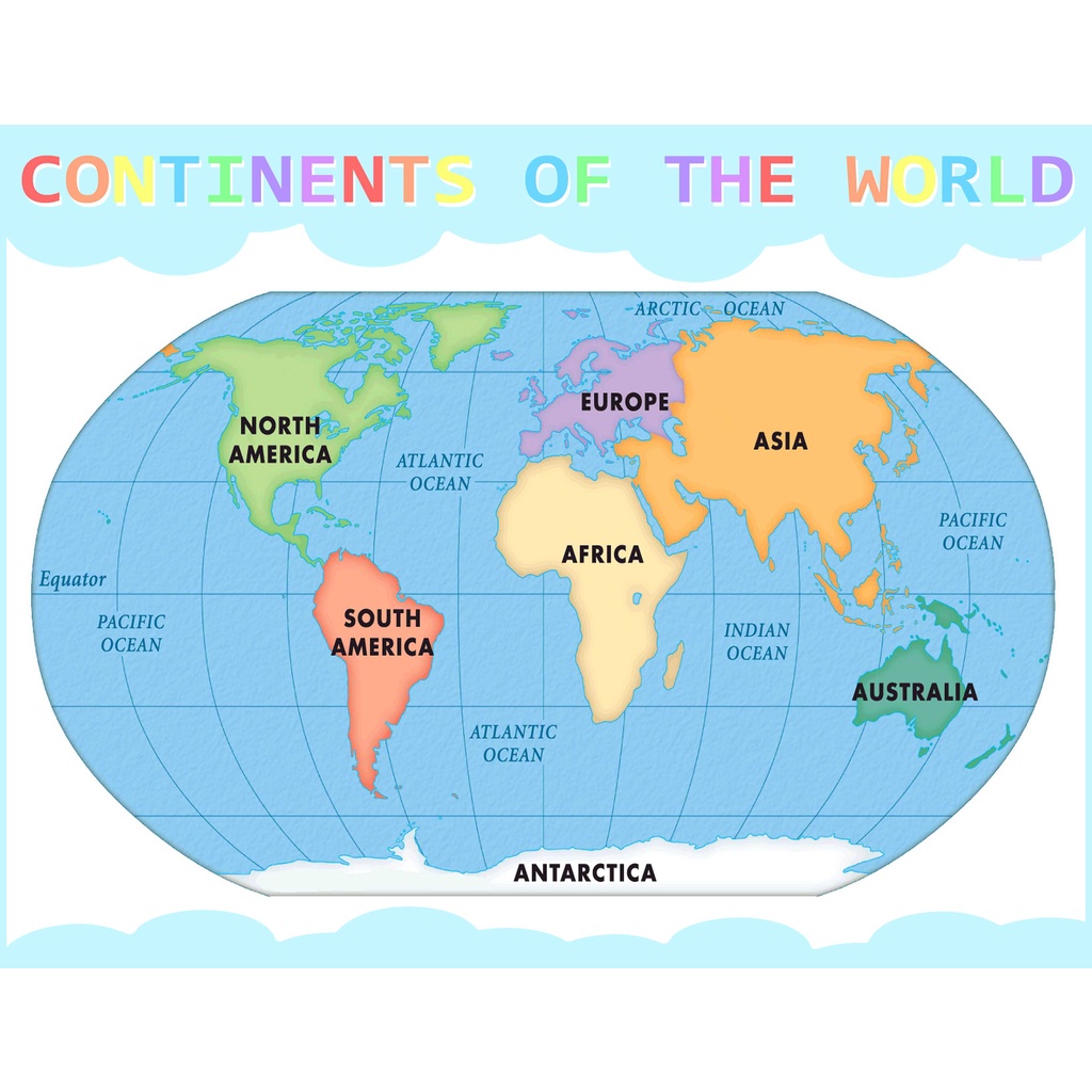 Laminated Learning Materials - CONTINENTS OF THE WORLD - 8r Size ...
