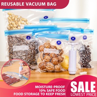 Food Vacuum Compressed Bag Kitchen Organizer Vacuum Reusable Freezer Bags  with Transparent Sealed Kitchen Storage Bags