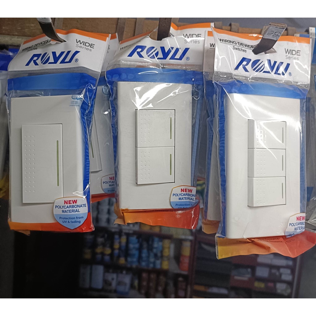 Royu Wide Series 1 Way Switch with Reflector - 1, 2, 3 Gang WD511 WD513 ...