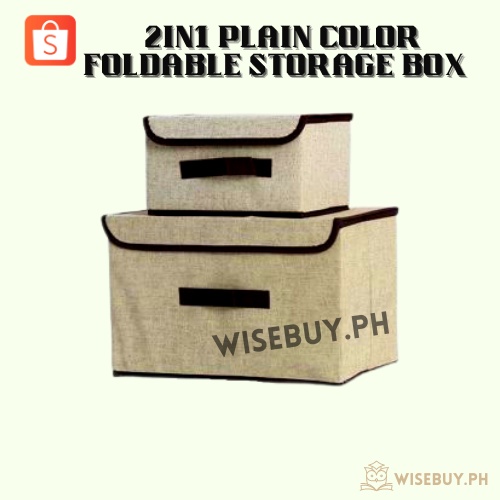 2in1 Plain Color Foldable Storage Box Organizer With Cover set