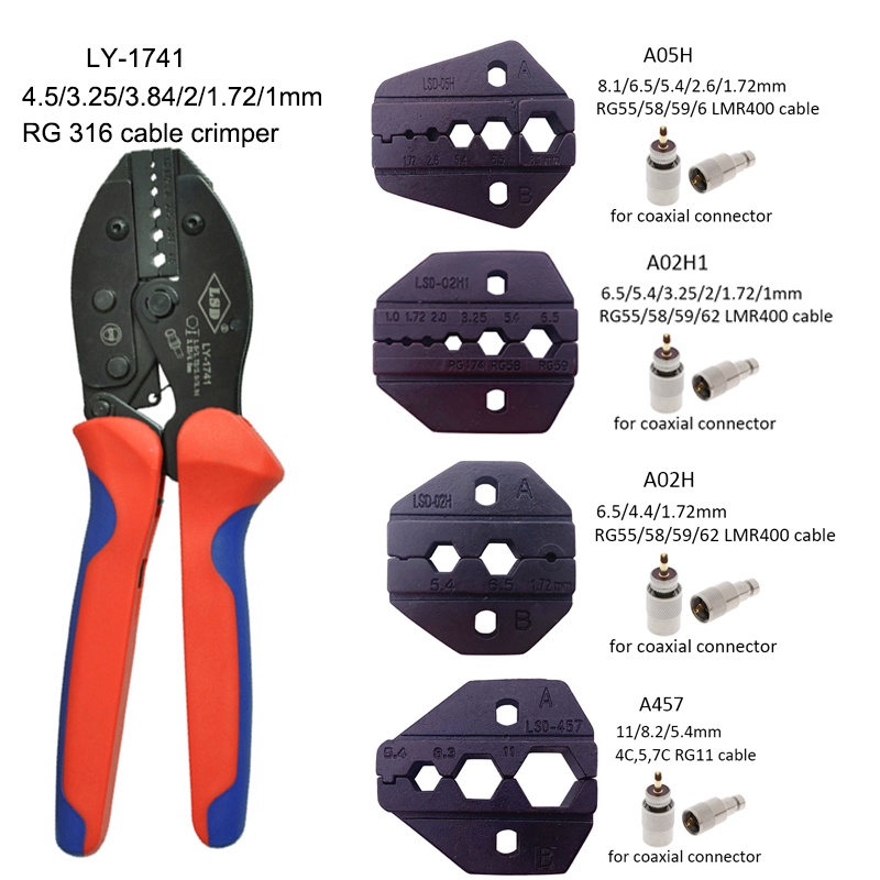 Coaxial cable crimping tool RG58 RG59 RG6 LMR400 cable connector