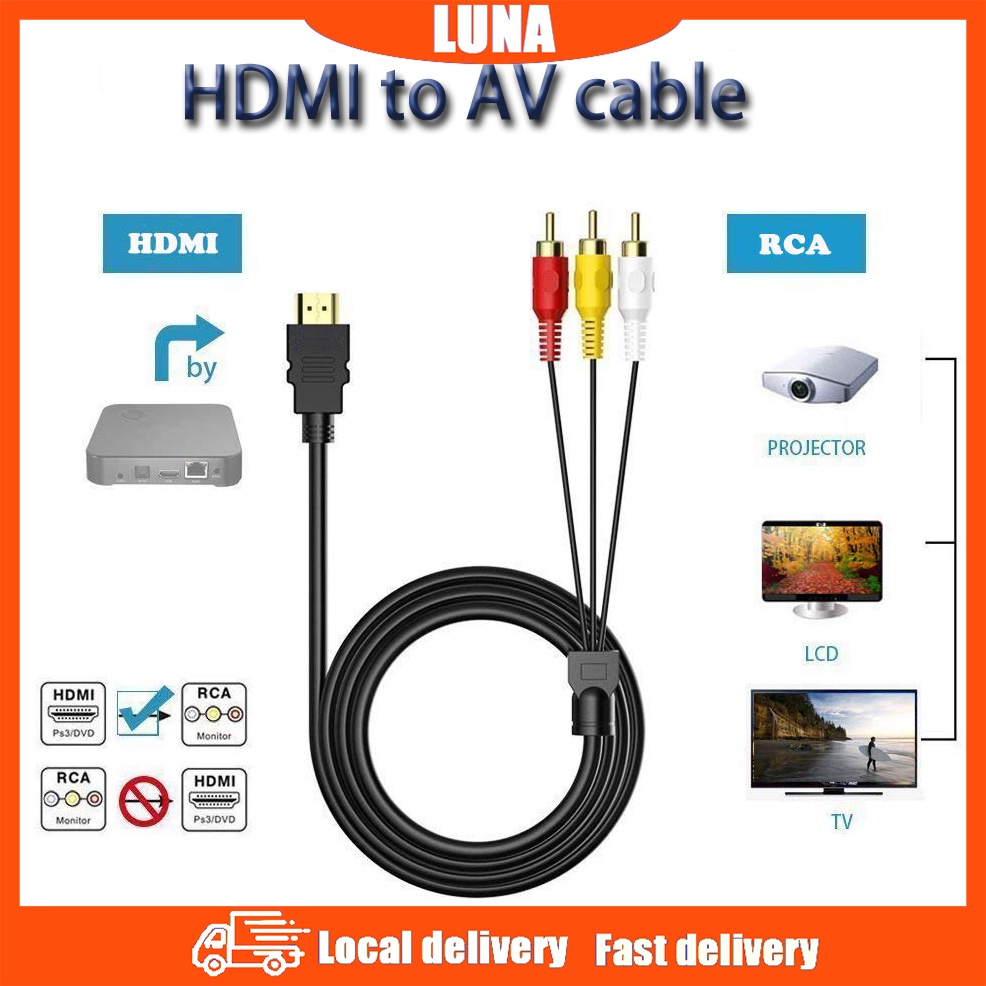 HDMI Cable Male to 3RCA AV Composite Male M/M Connector Adapter Cable
