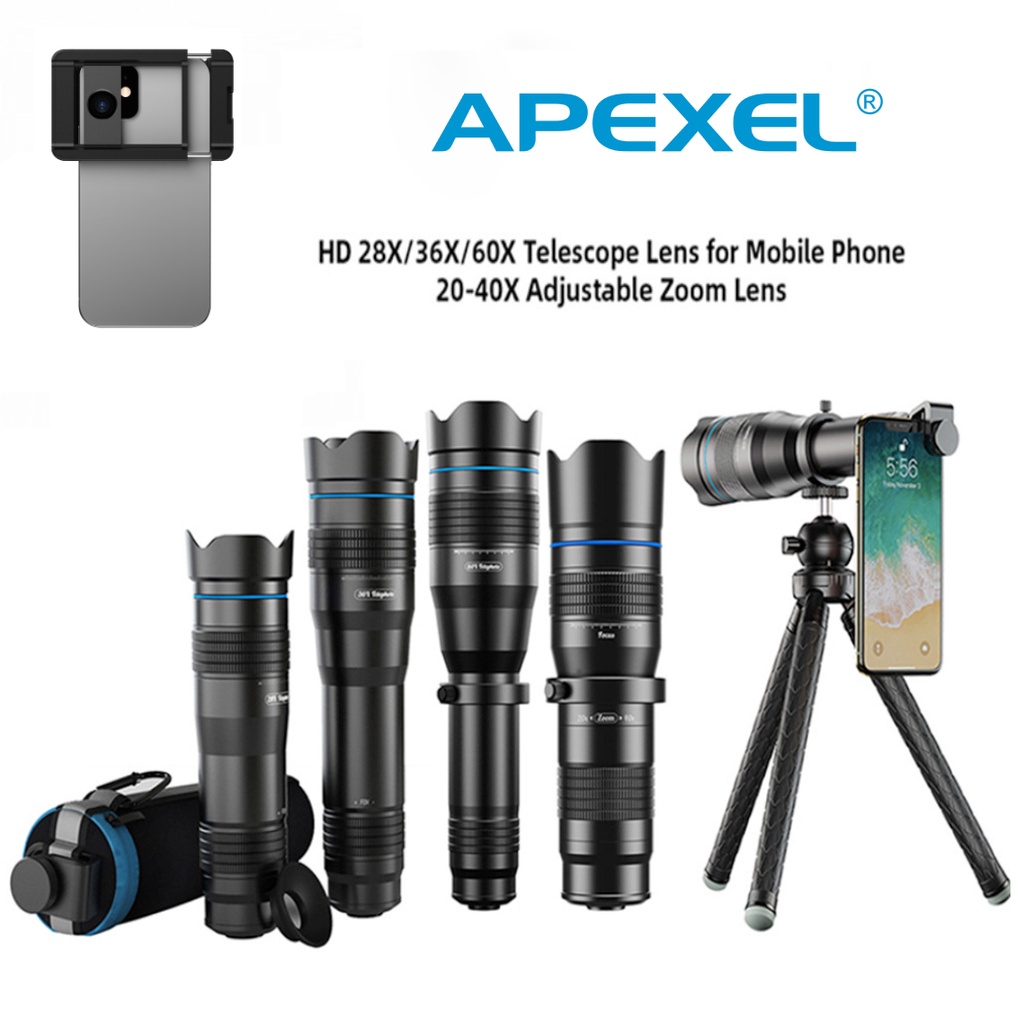 APEXEL Professional HD 20-40X/28X/36X/60x Telephoto Zoom Lens Monocular ...