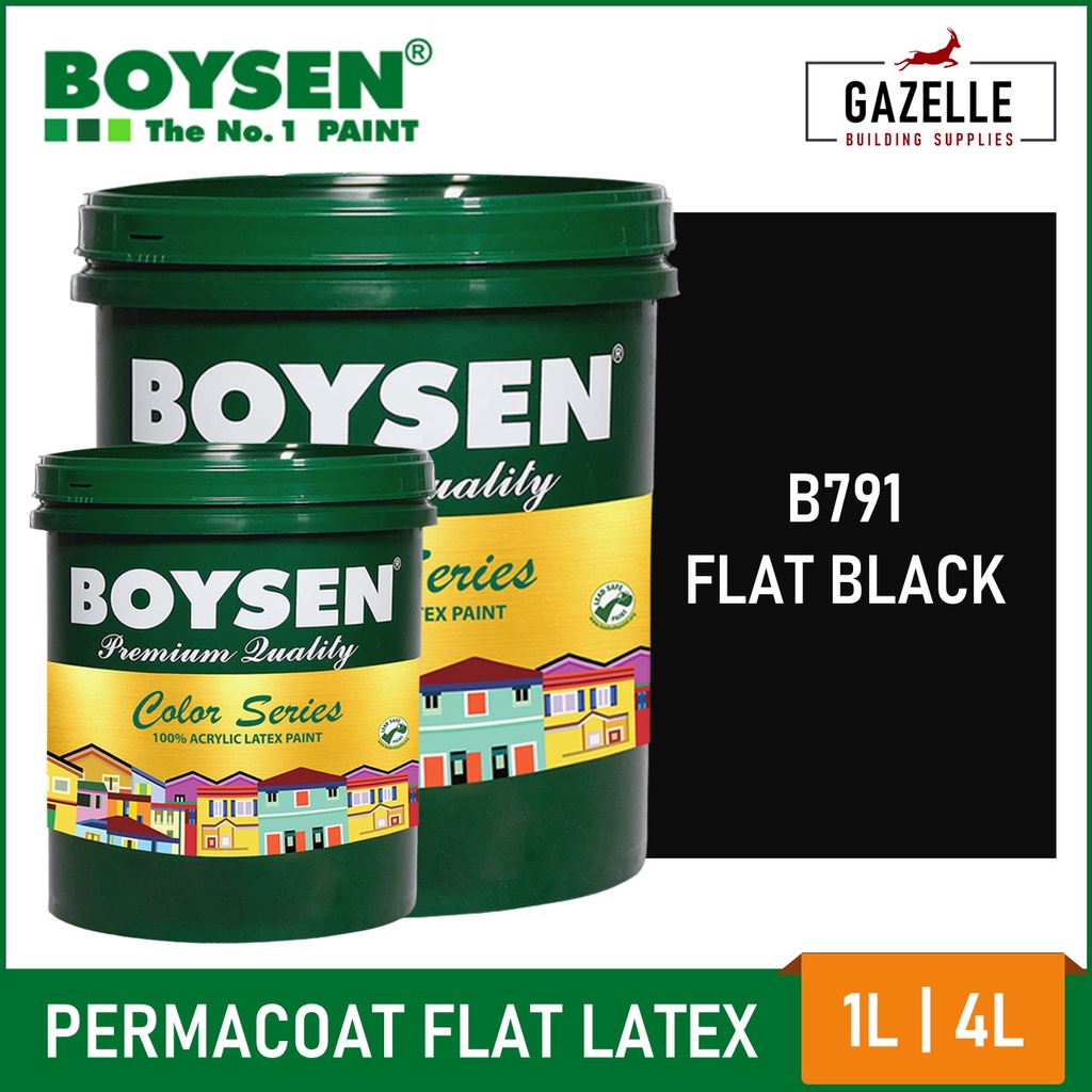 Boysen Color Series Permacoat Flat Latex Flat Black B791 Acrylic Latex