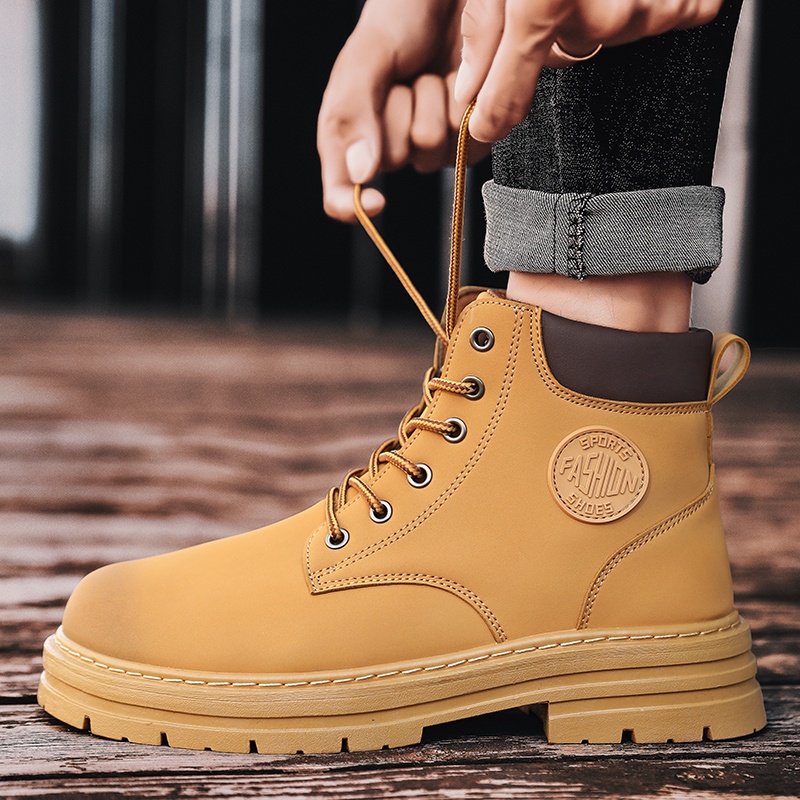 Men s Black Martin Boots Fashion Korean Leather Ankle Boots Casual High cut Shoes for Men Shopee Philippines