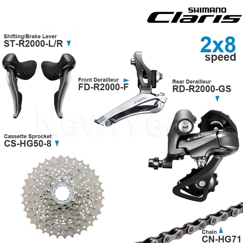 SHIMANO CLARIS R2000 2x8 Speed Groupset include R2000 Shifter Front ...