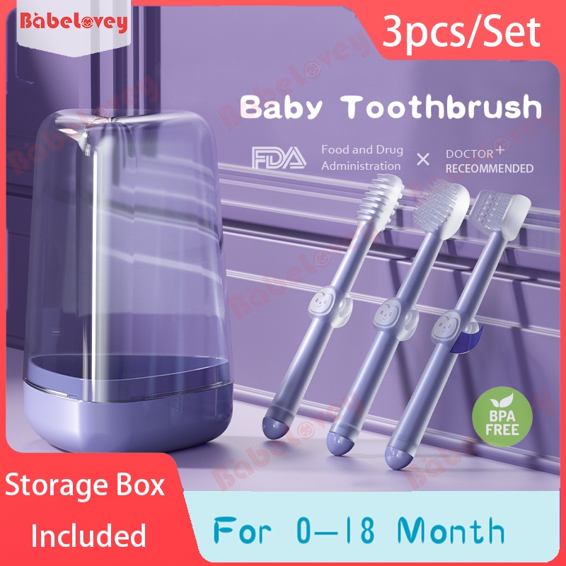 3 in 1 3pcs Baby Silicone Toothbrush Baby Tongue Brush Newborn Soft Brush For Baby 018 Months
