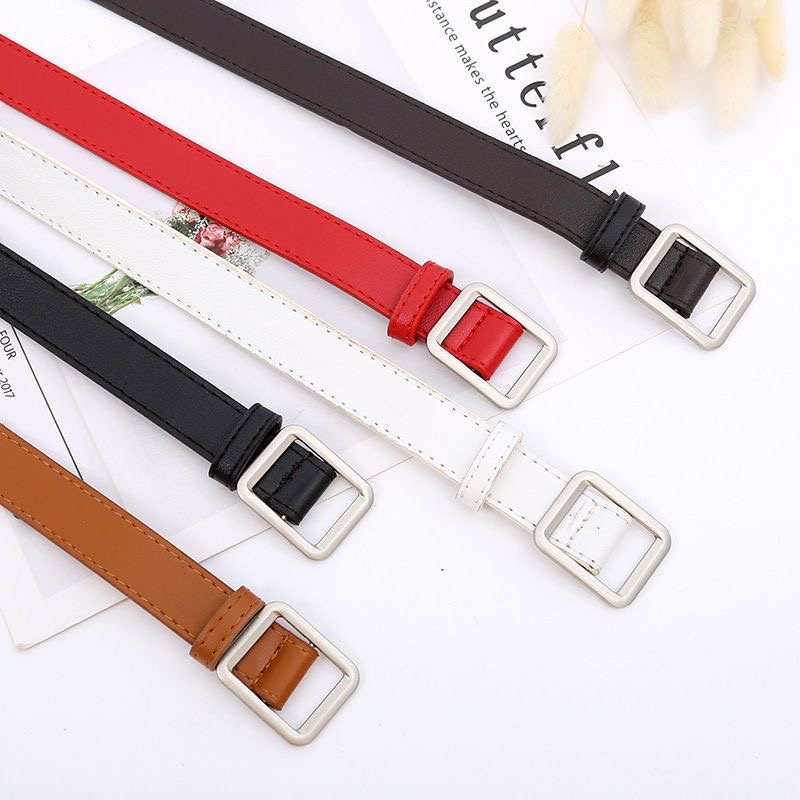 H-#C034 No Hole Square Buckle Women's Simple and Versatile Fashion ...