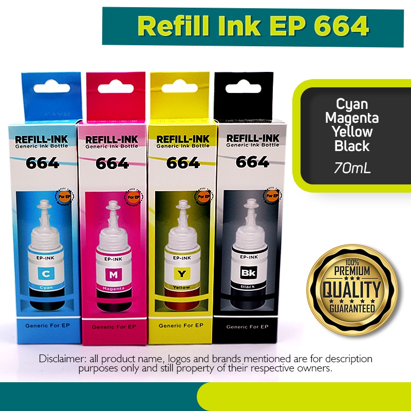 Refill Ink 664 For Ep Printer L120 L360 L310 L130 L210 L220 L355 L358 70ml Dye Ink Shopee 1278