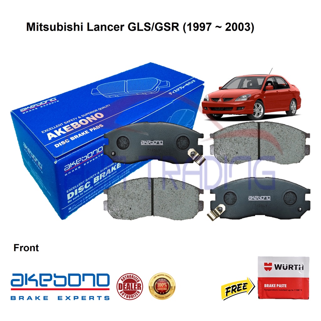 Genuine Akebono Front Brake Pads for Mitsubishi Lancer GLS/GSR (1997