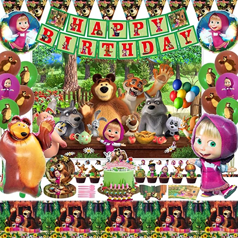 Masha and The Bear Tableware Party Bowls x8 Child Pink Purple