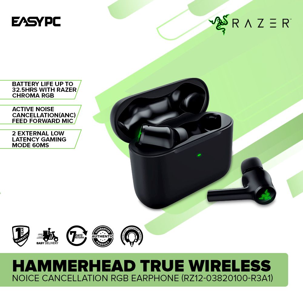 EasyPC Razer Hammerhead True Wireless Noice Cancellation RGB Earphone RZ12 03820100 R3A1