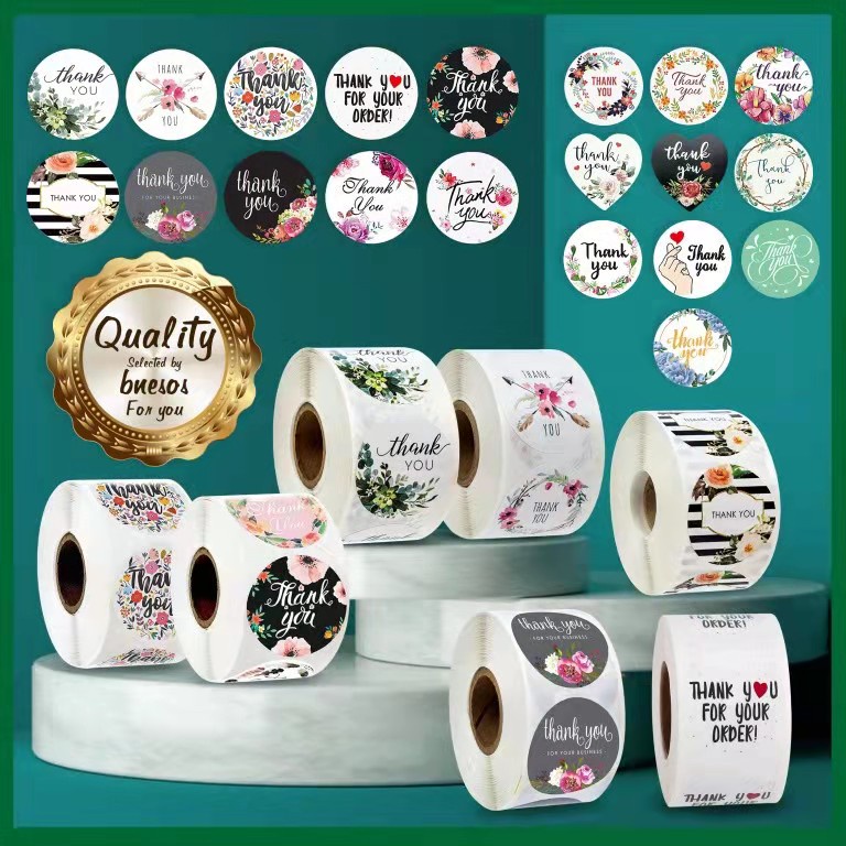 500pcs 1 Inch/2.5cm Roll Stickers Thank you Sticker Envelope Seal ...