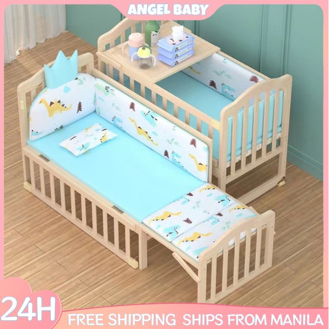 Baby bed beside store bed