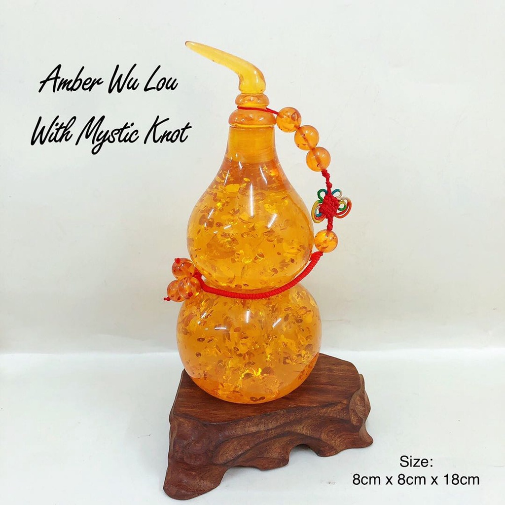 Fengshui Amber Wulou Wu Lou with Mystic Knot For Health Living Room ...