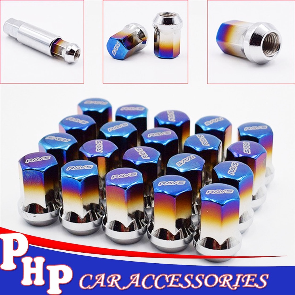 STEEL Titanium Blue Lug Nuts M12X1.5 32mm Extended Universal Car Racing