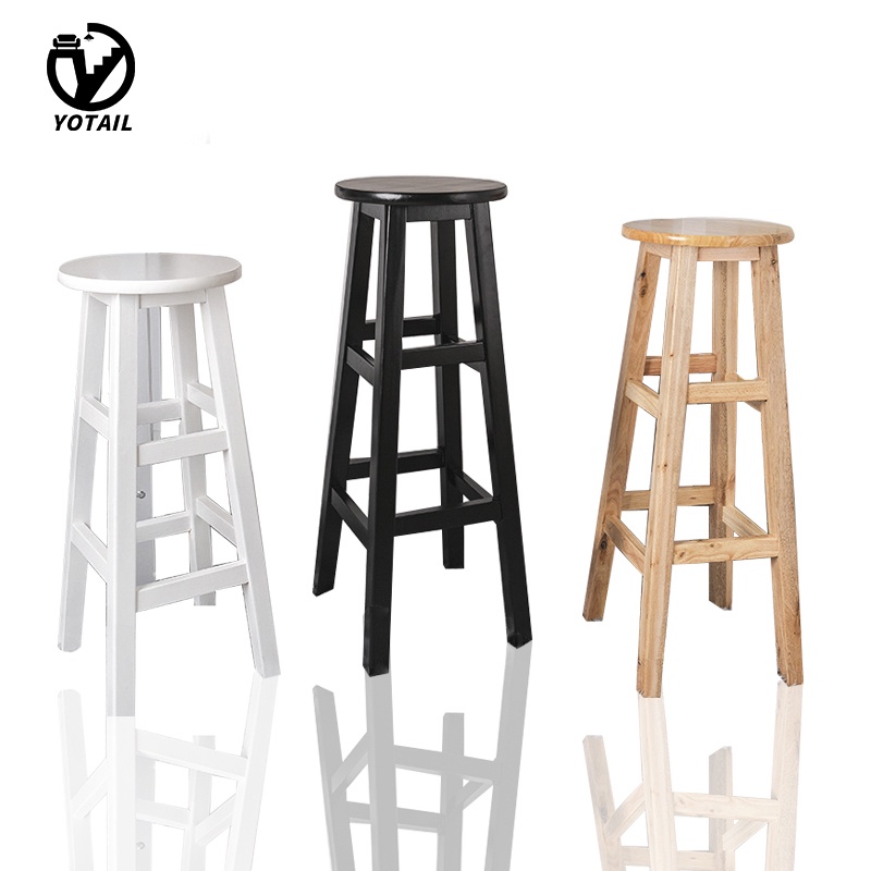 YOTAIL Solid Wood Bar Stool Chair Home High Chair Nordic Log Stool